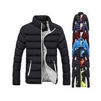 Men's Running Jacket Puffer Jacket Quilted Full Zip Long Sleeve Top Athletic Athleisure Winter Thermal Warm Breathable Moisture Wicking Fitness Running Jogging Sportswear Activewear Solid Colored miniinthebox - thumbnail