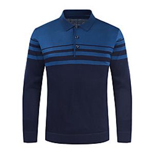 Men's Golf Shirt Striped Button-Down Long Sleeve Street Tops Business Sportswear Casual Comfortable Blue Gray Red Lightinthebox