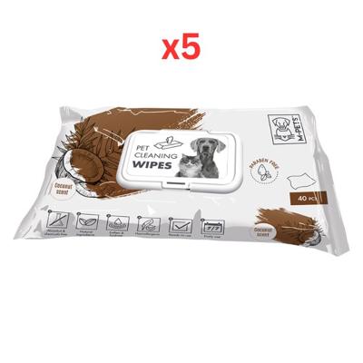 M-Pets Pet Cleaning Wipes Coconut 40pcs (Pack of 5)