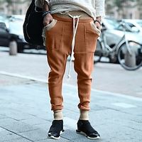 Men's Sweatpants Joggers Drawstring Elastic Waist Elastic Cuff Color Block Comfort Warm Casual Daily Holiday Sports Fashion Dark Brown Royal Blue miniinthebox