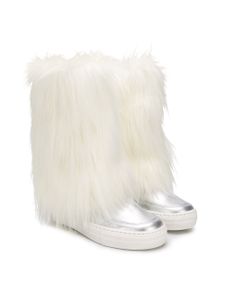 Andorine faux fur and leather boots - SILVER