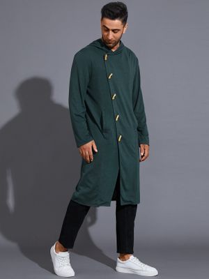 Men Casual Hooded Plain Button Front Pocket Midi Length Hoodie For Halloween Men Casual Hooded Plain Button Front Pocket Midi Length Hoodie For Halloween
