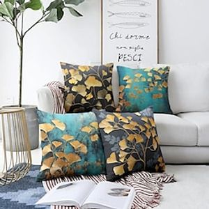 Ginko Leaf Double Side Pillow Cover 1PC Soft Decorative Square Cushion Case Pillowcase for Bedroom Livingroom Sofa Couch Chair miniinthebox