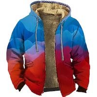 Men's Full Zip Hoodie Jacket Red Blue Hooded Color Block Graphic Prints Zipper Print Sports  Outdoor Daily Sports 3D Print Fleece Streetwear Designer Casual Winter Clothing Apparel Hoodies miniinthebox - thumbnail