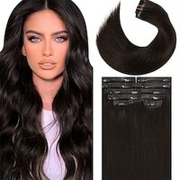 Lacer Hair Ultra Seamless Clip in Hair Extensions Remy Human Hair Silky Straight Clip on Hair Extensions Human Hair #1B Natural Black for Fine Thin Hair Women 110 Gram 7 Pcs 18 Inch Lightinthebox - thumbnail