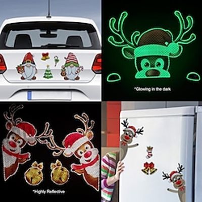 Glow Reflective Christmas Car Decoration Decal Reflective Sticker Luminous Sticker Magnetic Refrigerator Sticker Lightinthebox