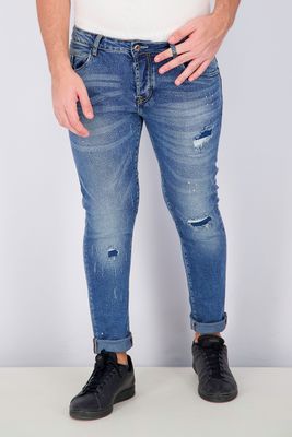 Mens Belt Loops Rip Jeans Denim Blue Mens Belt Loops Rip Jeans Denim Blue