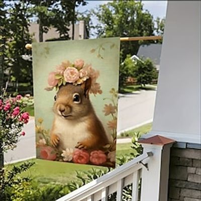 Spring Squirel Floral Garden Flag 12x18Inch Outdoor Decorations Welcome Garden Patio Flag Yard Flag Double Sided Holiday Outdoor Flags 1pc Lightinthebox
