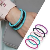 Women's Small Fashionable Fried Dough Twists Bracelet Valentine's Day Gift Multi-color Elastic Sports Silicone Bracelet  for Super Bolw Lightinthebox - thumbnail