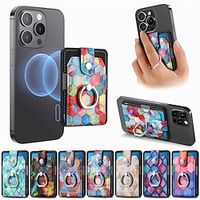 Phone Case For Apple AirTag Samsung Galaxy Universal Ring Holder Magnetic Card Slot Retro Metal PU Leather miniinthebox - thumbnail