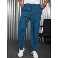 Men's Dress Pants Corduroy Pants Trousers Suit Pants Pocket Plain Comfort Breathable Outdoor Daily Going out Fashion Casual Blue miniinthebox - thumbnail