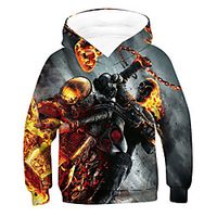 Kids Boys' Hoodie  Sweatshirt Long Sleeve 3D Drawstring Black Children Tops Active Basic Children's Day miniinthebox - thumbnail