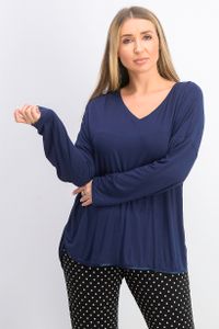 Womens Satin-Trimmed Sleep Top  Ink