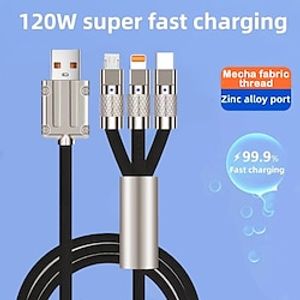 Multi Charging Cable 120W 3.3ft USB A to Type C  Micro  IP 3.5 A Fast Charging Nylon Braided For Macbook iPad Samsung Phone Accessory Lightinthebox