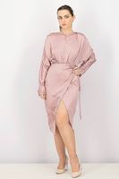Womens Satin Backless Mini Dress  Mauve - thumbnail