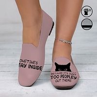 Women's Cat Sometimes I Stay Inside Because It's Just Too Peopley Out There Graphic Printing Comfortable Soft Light Fly Woven Flat Shoes Lightinthebox - thumbnail