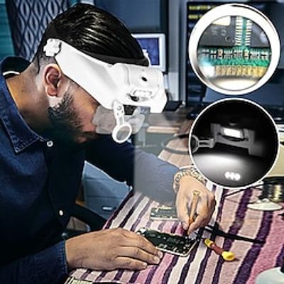 LED Adjustable Head Wear Magnifier Lighted Magnifying Glass with 6 Lens miniinthebox