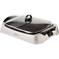 Kenwood Grill 2000Watt Contact Health Grill Large Family Sized Griddle With Glass Lid, Silver/Black - HG266