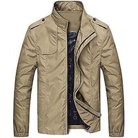 Men's Outdoor Jacket Lightweight Jacket Casual Jacket Outdoor Daily Wear Warm Pocket Fall Winter Plain Fashion Streetwear Lapel Regular Black Blue Green Khaki Dark Blue Jacket Lightinthebox - thumbnail