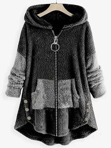 Contrasting Hooded Zipper Warm Coat