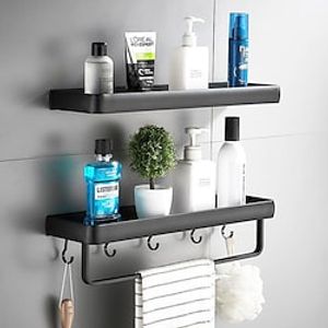Kitchen Bathroom Shelf Bath Shower Shelf Aluminum Black Bathroom Corner Shelf Wall Mounted Black Aluminum Kitchen Storage Holder miniinthebox