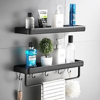 Kitchen Bathroom Shelf Bath Shower Shelf Aluminum Black Bathroom Corner Shelf Wall Mounted Black Aluminum Kitchen Storage Holder miniinthebox - thumbnail