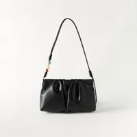 Mistotes Pleated Baguette Bag with Strap Handle and Zip Closure