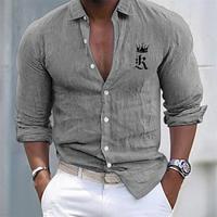 Men's Shirt Linen Shirt Cotton Linen Shirt White Cotton Shirt Casual Shirt Cotton Shirt Black White Pink Long Sleeve King Lapel Spring Fall Hawaiian Holiday Clothing Apparel Button-Down Lightinthebox