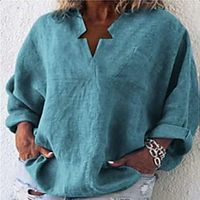 Women's Plus Size Tops Blouse Shirt Plain Long Sleeve Spring Summer Photo Color Color blue Black Big Size L XL XXL XXXL 4XL Lightinthebox - thumbnail