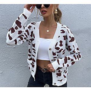 Women's Cardigan Sweater Floral Paisley Stylish Long Sleeve Slim Sweater Cardigans Open Front Fall Winter Khaki miniinthebox