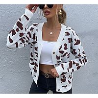 Women's Cardigan Sweater Floral Paisley Stylish Long Sleeve Slim Sweater Cardigans Open Front Fall Winter Khaki miniinthebox - thumbnail