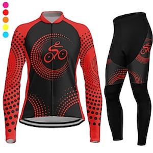 21Grams Women's Cycling Jersey with Tights Long Sleeve Mountain Bike MTB Road Bike Cycling Winter Violet Yellow Pink Graphic Bike Quick Dry Moisture Wicking Spandex Sports Graphic Geometric Clothing Lightinthebox