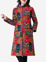 Folk Style Printed Women Thick Coats