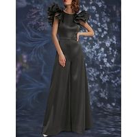 Jumpsuits Evening Gown Elegant Dress Formal Floor Length Sleeveless Jewel Neck Charmeuse Backless with Ruffles 2023 Lightinthebox