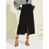 Elastane Terylene Viscose Split Pocket Midi Skirt Lightinthebox