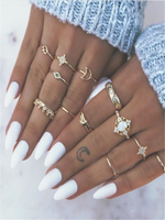 Gold Star And Moon Rings Set Gold Star And Moon Rings Set