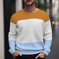 Men's Pullover Sweater Jumper Ribbed Knit Regular Knitted Color Block Crew Neck Modern Contemporary Work Daily Wear Clothing Apparel Winter Black Yellow S M L Lightinthebox