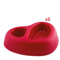 Georplast That's Amore Double Plastic Pet Bowl - Red (Pack of 5)
