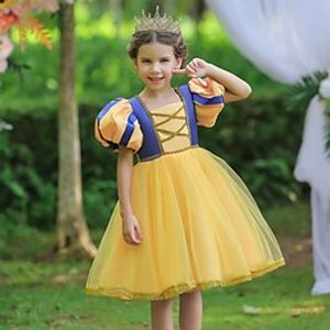 Kids Girls' Dress Color Block A Line Dress Knee-length Dress Party Puff Sleeve Short Sleeve Cute Dress 3-10 Years Purple Yellow Red Lightinthebox