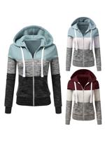 Casual Color Contrast Stitching Zipper Hoodies - thumbnail