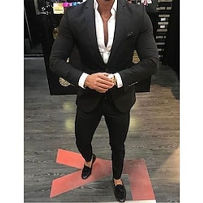 Black Royal Blue Men's Wedding Suits Solid Colored 2 Piece Fashion Business Plus Size Single Breasted Two-buttons 2023 miniinthebox Black Royal Blue Men's Wedding Suits Solid Colored 2 Piece Fashion Business Plus Size Single Breasted Two-buttons 2023 miniinthebox