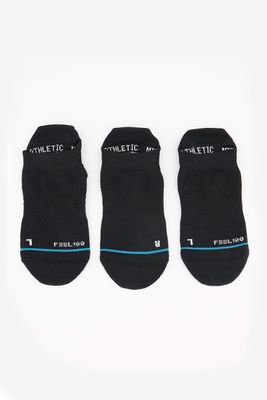 Mens Feel 100 Prime Tab 3 Pack Ankle Socks Black Mens Feel 100 Prime Tab 3 Pack Ankle Socks Black