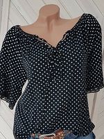 Round Neck Loose Fitting Dot Blouses - thumbnail