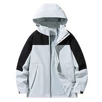 Men's Hiking Jacket Outdoor Patchwork Waterproof Windproof Warm Detachable Cap Jacket Top Full Length Hidden Zipper Ski  Snowboard Fishing Climbing Black Blue Brown Khaki Grey Lightinthebox - thumbnail