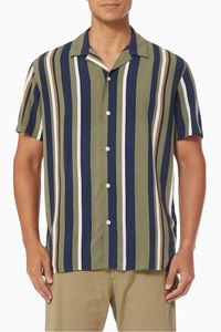 Striped Cuban Collar Shirt