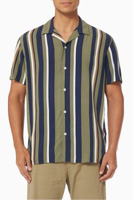 Striped Cuban Collar Shirt