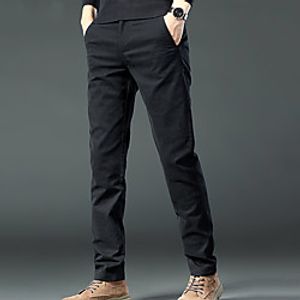 Men's Fashion Streetwear Chinos Trousers Pocket Warm Pants Casual Daily Solid Color Breathable Soft Mid Waist Black Gray Khaki 32 33 34 36 38 miniinthebox
