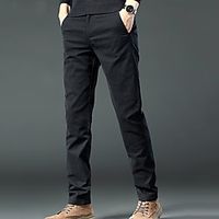 Men's Fashion Streetwear Chinos Trousers Pocket Warm Pants Casual Daily Solid Color Breathable Soft Mid Waist Black Gray Khaki 32 33 34 36 38 miniinthebox - thumbnail