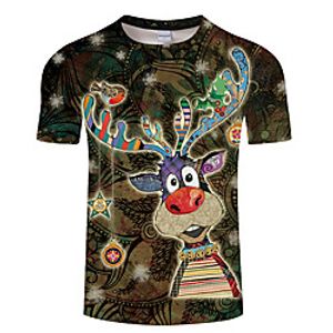 Men's Unisex Tee T shirt 3D Print Graphic Prints Elk Plus Size 3D Print Print Short Sleeve Casual Tops Basic Designer Big and Tall Black Dusty Rose miniinthebox