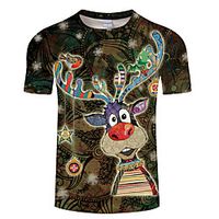 Men's Unisex Tee T shirt 3D Print Graphic Prints Elk Plus Size 3D Print Print Short Sleeve Casual Tops Basic Designer Big and Tall Black Dusty Rose miniinthebox - thumbnail